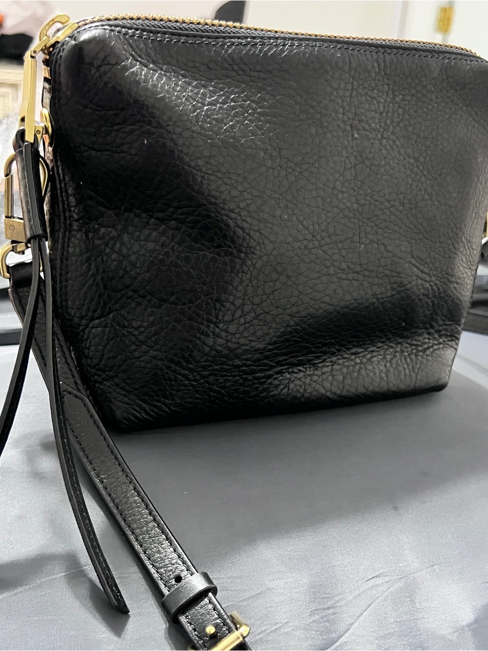 Black Leather FOSSIL Crossbody Bag
